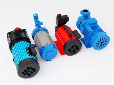 Industrial Electric Water Pump And Centrifugal Motor Pack Low-poly 3D model