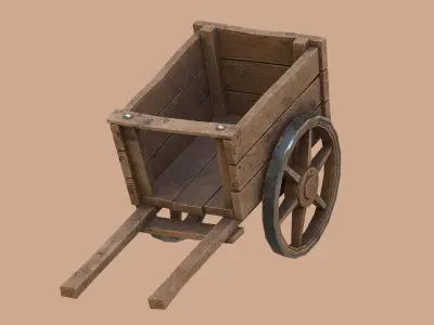 Low-Poly Stylized Cartoony Cart Low-poly 3D model