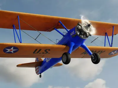 Boeing-Stearman Model 75 Biplane 3D model