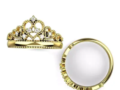 Crown Ring Band WR 09 3D print model