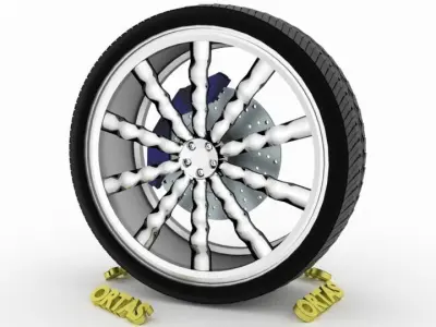 ORTAS CAR WHEEL RIM 110 GAME READY WHEEL RIM TIRE 3D model