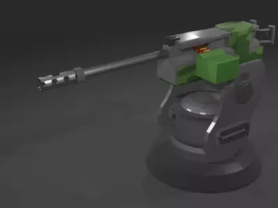 Machine Gun Turret Low-poly 3D model