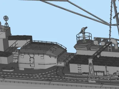 destroyer ship Low-poly 3D model