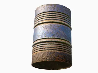 rusty metal barrel blue Low-poly 3D model