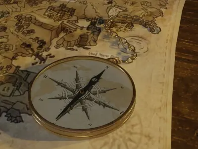 Gravered Golden Compass Low-poly 3D model