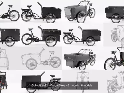 Collection-2 of Cargo Bikes - 6 models 3D Model Pack