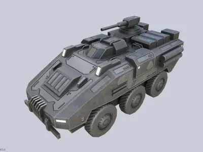 Low poly scifi battle vehicle Low-poly 3D model