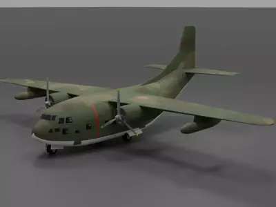 American Air Force Airlifter Fairchild C-123 Provider Low-poly 3D model