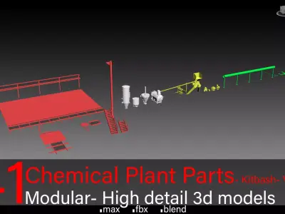 41- Chemical Plant Parts- Modular Kitbash 3D model