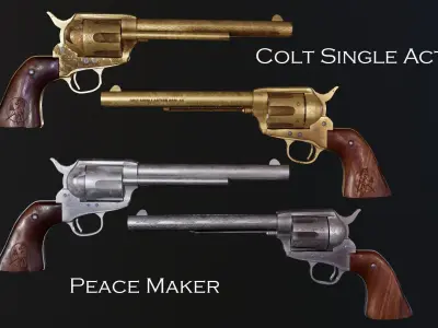 Colt Single Action peace maker Game Ready Model Low-poly 3D model