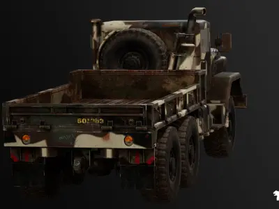 Military Truck - Rigged and BP Controllable Low-poly 3D model