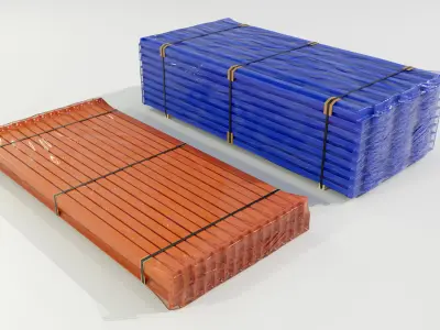 Stacks of Pallet rack horizontal beams 3D model