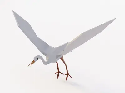 Crane bird 3d model  Low-poly 3D model