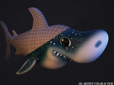 cartoon shark Low-poly 3D model purchase