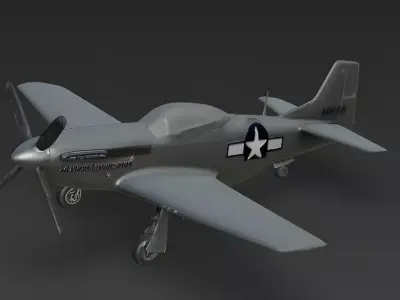 American P-51 Mustang 3D Model Low-poly 3D model