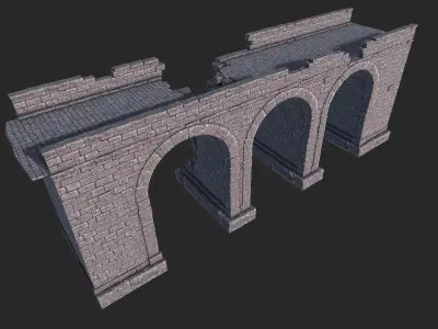 Bridge Ruins Low-poly 3D model