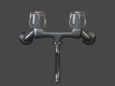 Low-Poly Japanese Retro Kitchen Faucet1 Low-poly 3D model