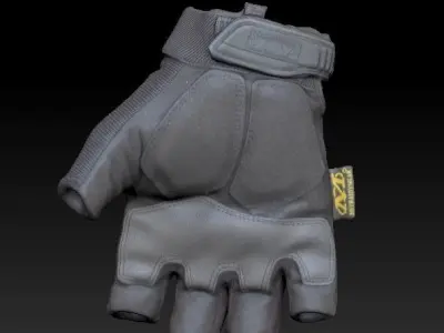 Military gloves half-finger of color black 17 Low-poly 3D model