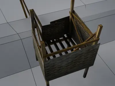 Old Style Traditional Toilet  Low-poly 3D model