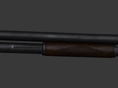 Stevens M520 Pump Action Shotgun - High and Low Poly Low-poly 3D model