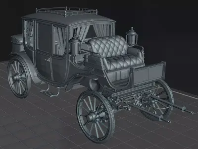 Landau Carriage 3D Model Classic Horse Drawn Carriage STL 3D print model