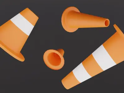 Traffic Cones Low-poly 3D model purchase