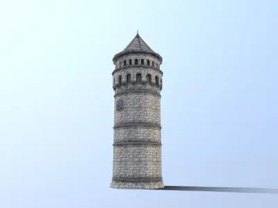 Medieval French Castle Tower Low-poly 3D model