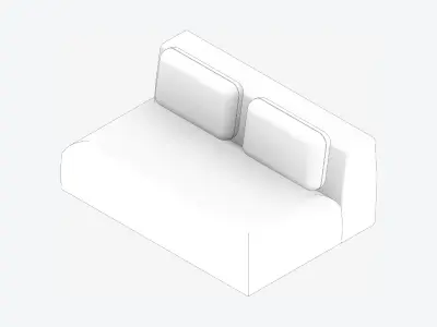 Seat - Sofa - Simplicity - Double - No Arm Low-poly 3D model