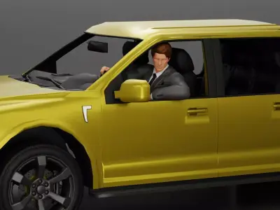 businessman sitting in car holding steering wheel leaning arm 3D print model