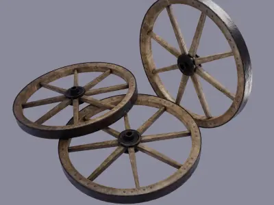 Medieval Wheel Low-poly 3D model