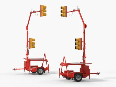  SQ3TS Solar-Powered Traffic Signal Trailer Red Rigged 