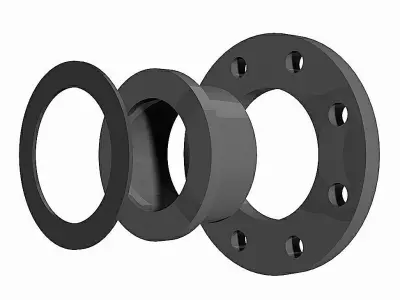 PVC Flange sets DIN2501 Loose Flanges - adaptors and gaskets Free 3D model