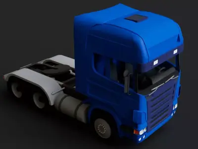 Scania Truck with 6 Semi Trailers Heavy Vehicle Low-poly 3D model