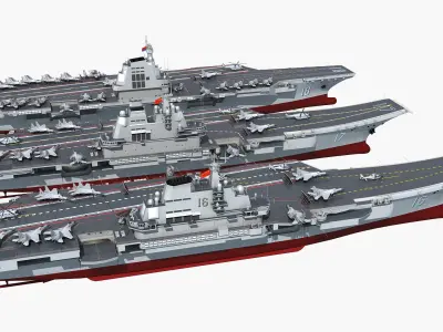 CV16 CV17 CV18 with shipboard aircraft 3D model