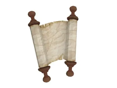  Antique scroll of parchment in three versions with scuffs Low-poly 3D model