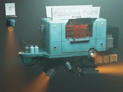 The Retro Style Futuristic Vendor Shop 3D model