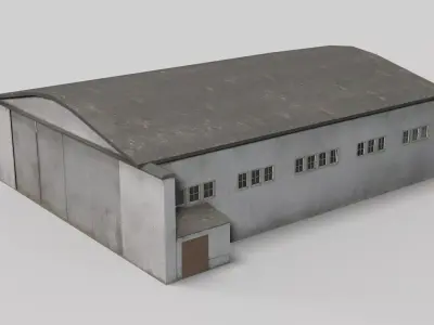 Vintage Aeroclub Aircraft Hangar PBR Real Scale Game  3D model