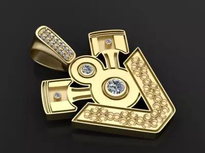 Golden V8 Pendant 3D print model purchase