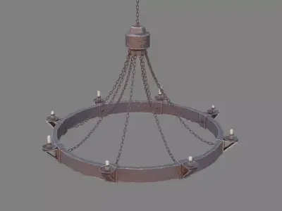 Rusted Medieval Chandelier Low-poly 3D model