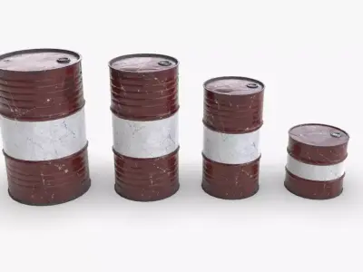 Chemical barrels Low-poly 3D model