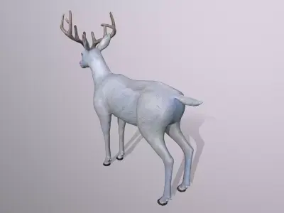 White deer Low-poly 3D model