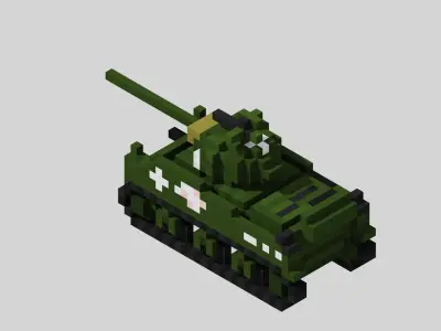 M4 Sherman Tank Voxel Low-poly 3D model