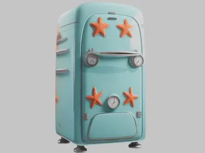 Retro Refrigerator 3D Model Low-poly 3D model