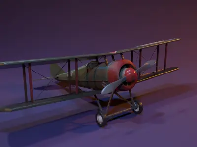 Airplane old Low-poly 3D model
