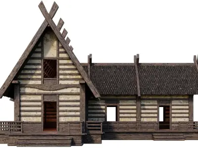 Old Medieval Building House 4K Textures GameReady 85 Low-poly 3D model