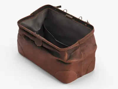 Shabby Leather Bag Brown with Inside 3D model