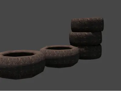 Rusty  Tire - Mobile Game asset Low-poly 3D model