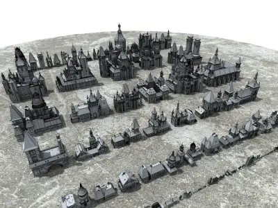Parts Cluster-build-castle 3D model