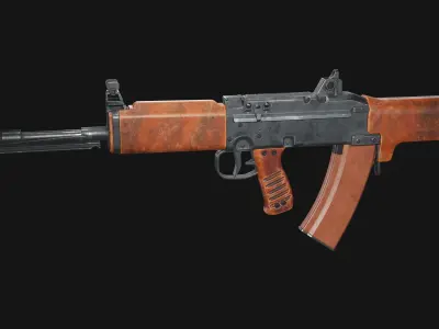 TKB 0146 3D model soviet bullpup rifle low poly  Low-poly 3D model