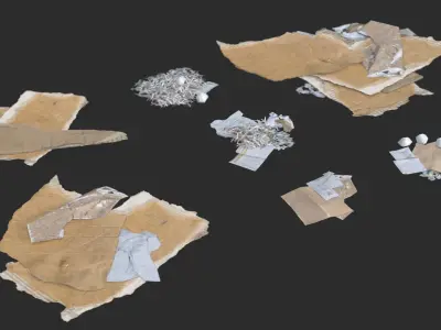 Paper Debris Set 1 Low-poly 3D model